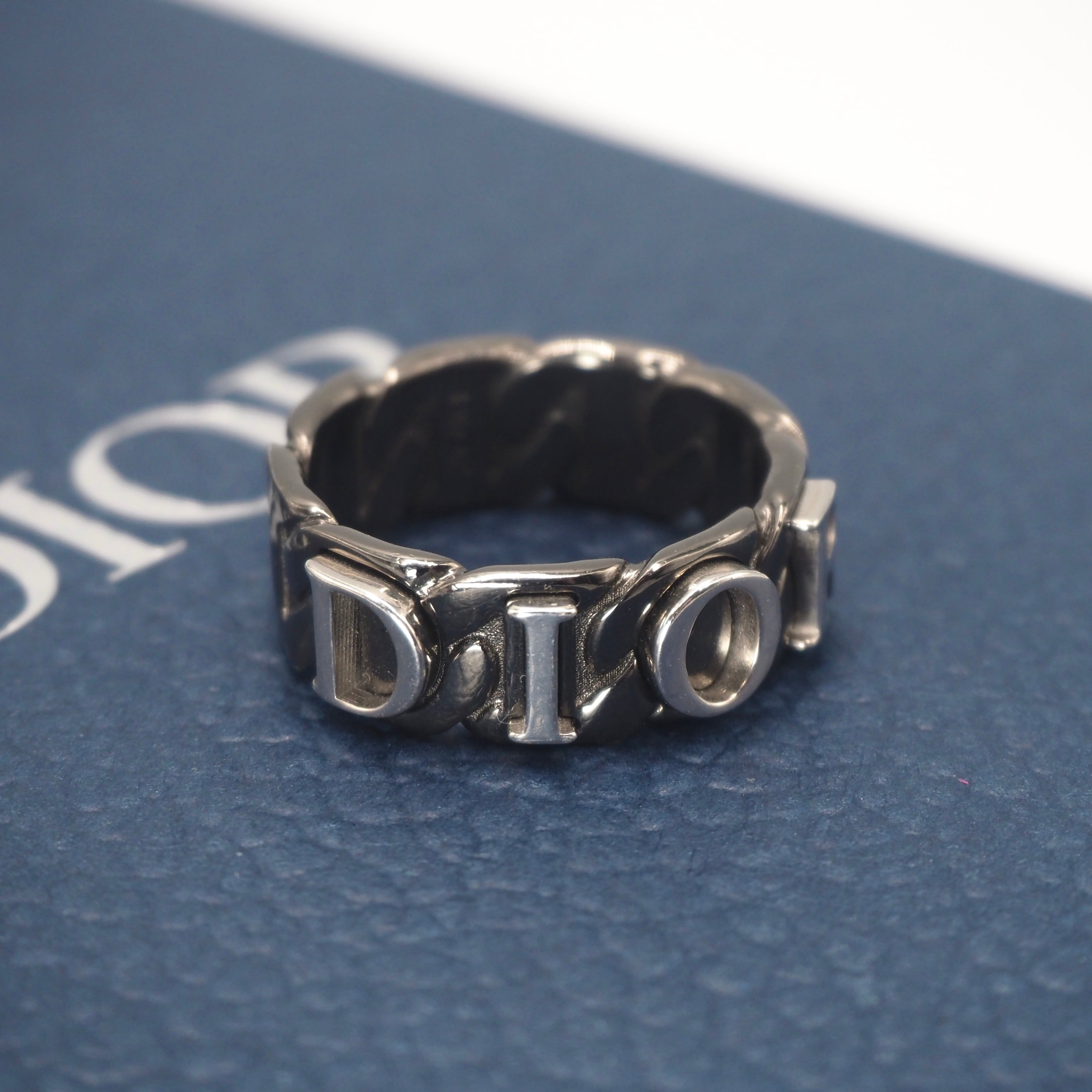 現行品】DIOR 約23号 ディオールコントラスト チェーンリンク リング