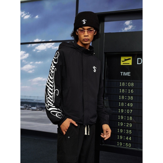 【DRIP6906】STKD Script Logo Sleeve Embroidery Hooded Zip-Up Jacket