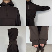 裏起毛ハーフZIPショート丈PK/ダークブラウン