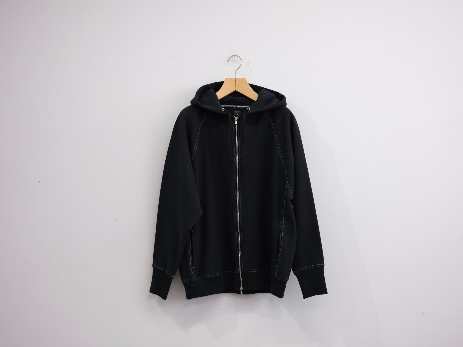 Men's BATONER” JUMBERCA URAKE FULL ZIP PARKER BLACK×WHITE” | Lapel