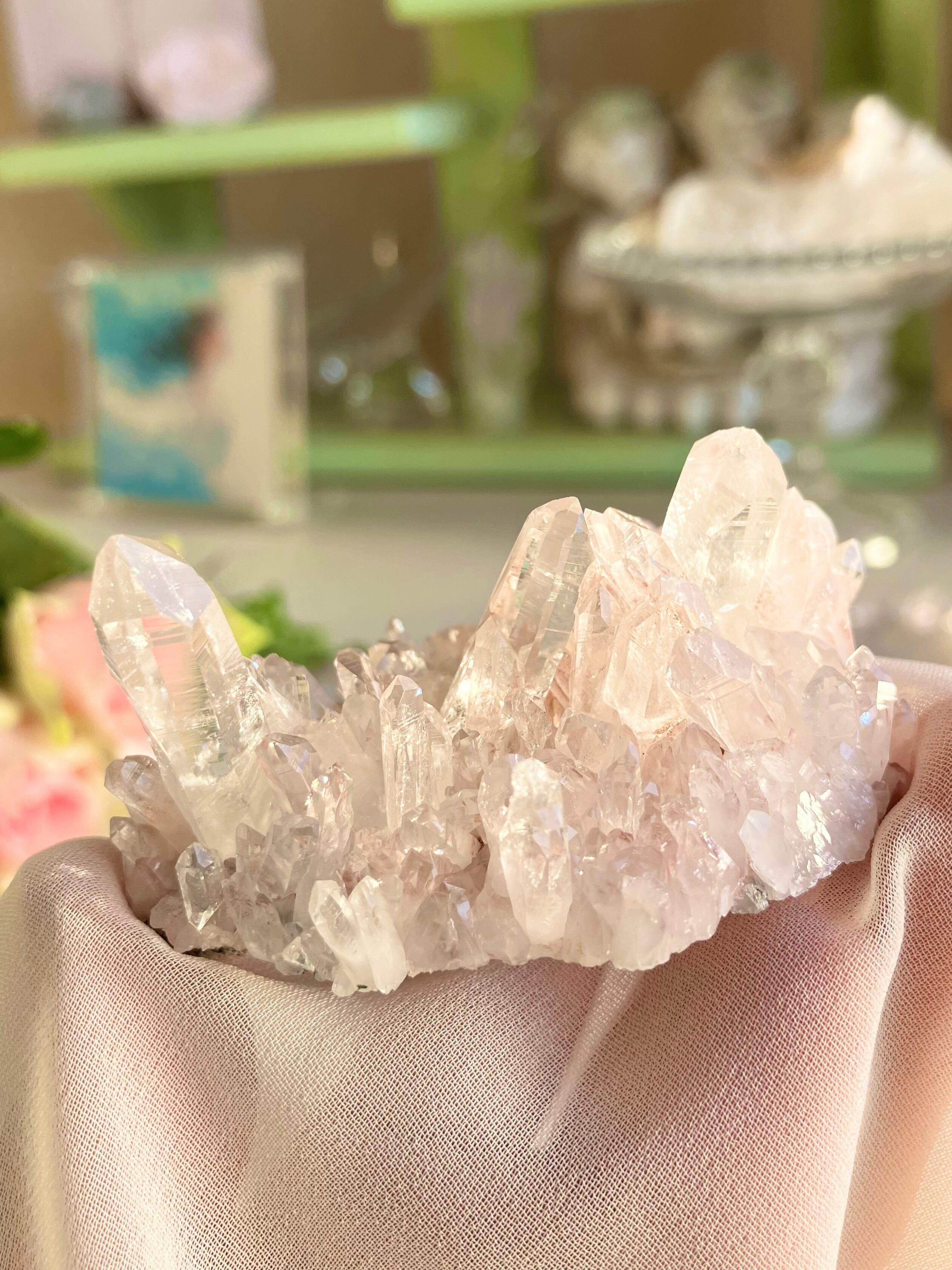 美しすぎる　ピンクレムリアンクラスター　コロンビア　ピンク　レムリアン コロンビア産ピンクレムリアン（ファーデンクォーツ クラスター