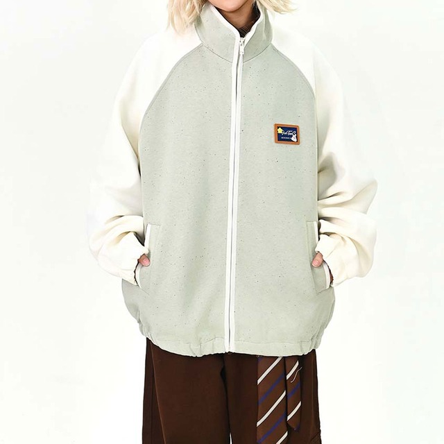 バイカラーパッチアクセントジップブルゾン 2col   R01490