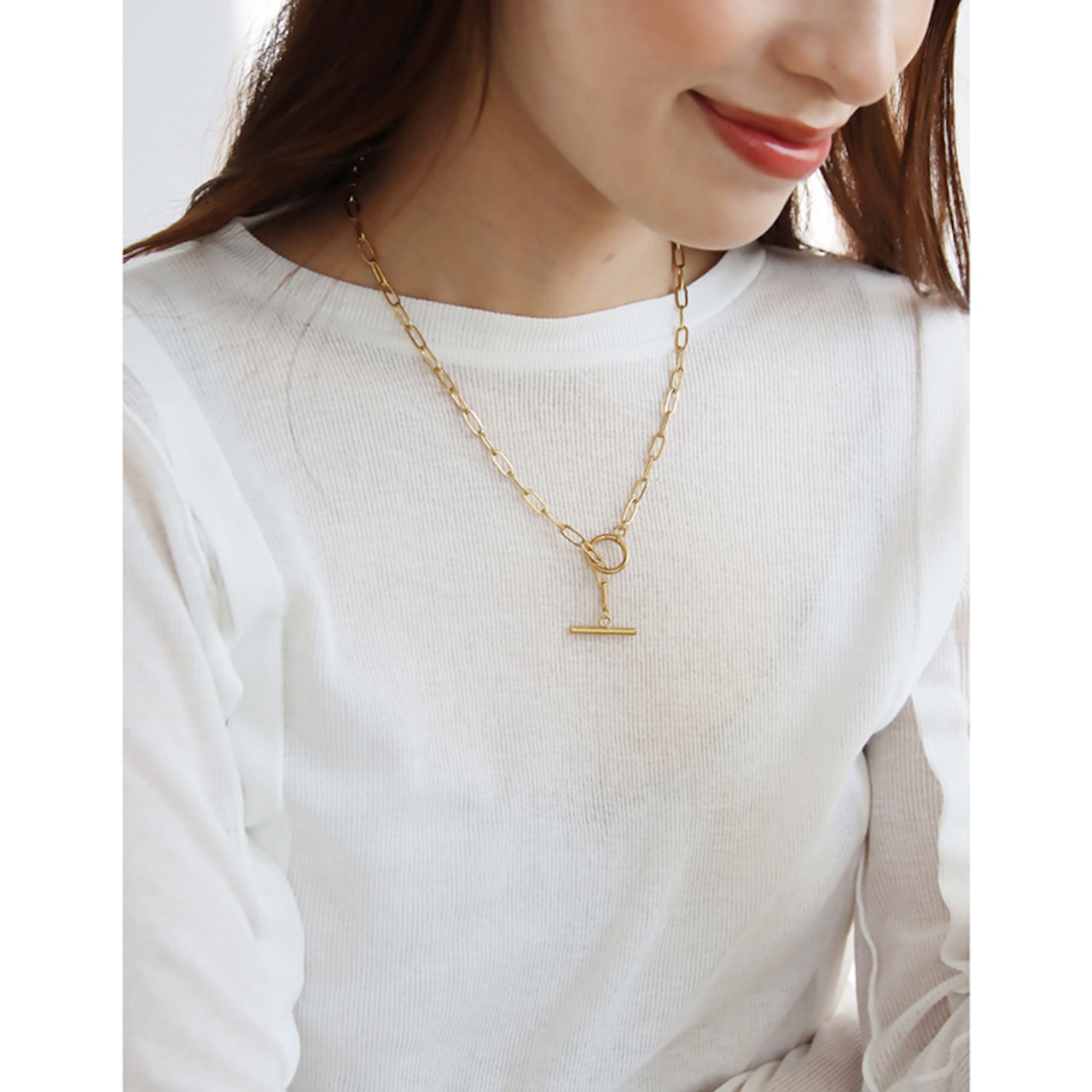 【ネコポス便】ネックレス マンテルチェーンネックレス 短め 軽い サージカルステンレス 18K 金属アレルギー 金アレ対応 レディース シンプル ゴールド マンテル チェーン 金属アレルギー対応 ギフト プレゼント 2174