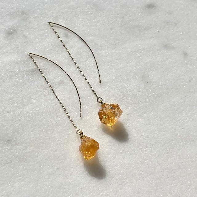 【超美石】シトリン　ピアス（イヤリング金具に変更可）　1171