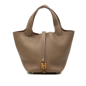 エルメス ピコタンロックPM ハンドバッグ ブラウン ゴールド金具 トリヨンクレマンス レディース HERMES 【中古】