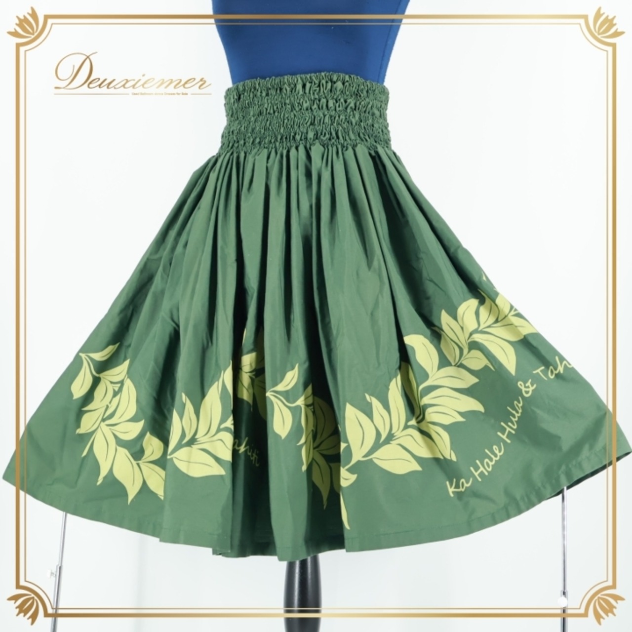 フラダンス 衣装 パウスカート グリーン系 ハワイアンプリント アロハ シングル 植物柄 レッスン 練習 かわいい 大人っぽい 華やか 緑 深緑 黄緑 フラ ダンス スカート ウエストゴム ふんわり ハワイアン フラダンス衣装 エレガント シンプル フレア 軽い おしゃれ