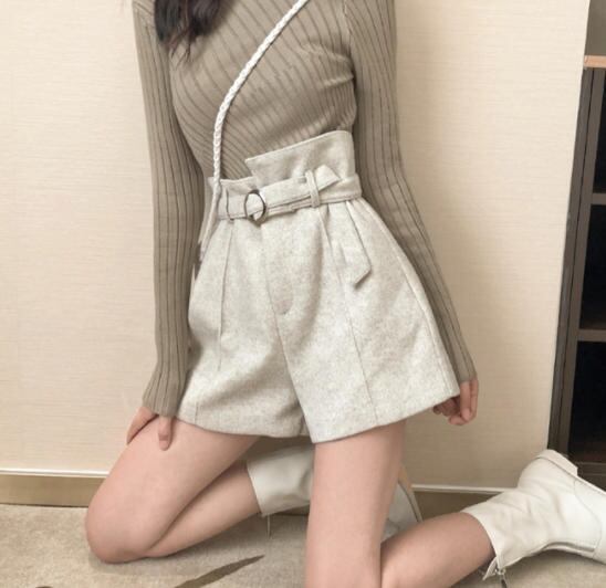 アシンメトリー ショートパンツ ハイウエスト ガーリー カジュアル Luluca 韓国トレンドファッションluluca ルルカ