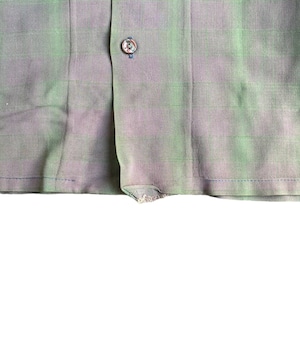 Vintage 60-70s M Rayon Ombre Check shirt -Sportsman-