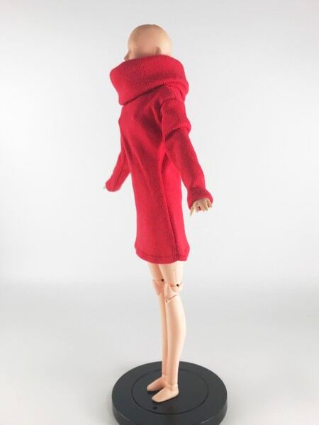 ドール服 1/6 女性用27 ネックスリーブカジュアルセーター レッド TV1003 VG - 画像4