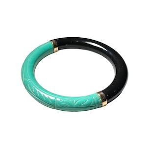 vintage GIVENCHY combi-color plastic × metal engraved bangle