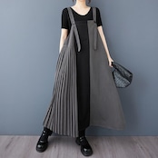 アシンメトリー プリーツ ジャンパースカート 00163