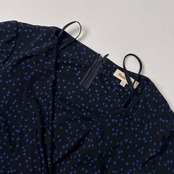 セットアップ Paul Stuart ポールスチュアート カシュクール ドット 半袖 ワンピース インナーキャミワンピース付き 8/ブラック×ブルー レディース