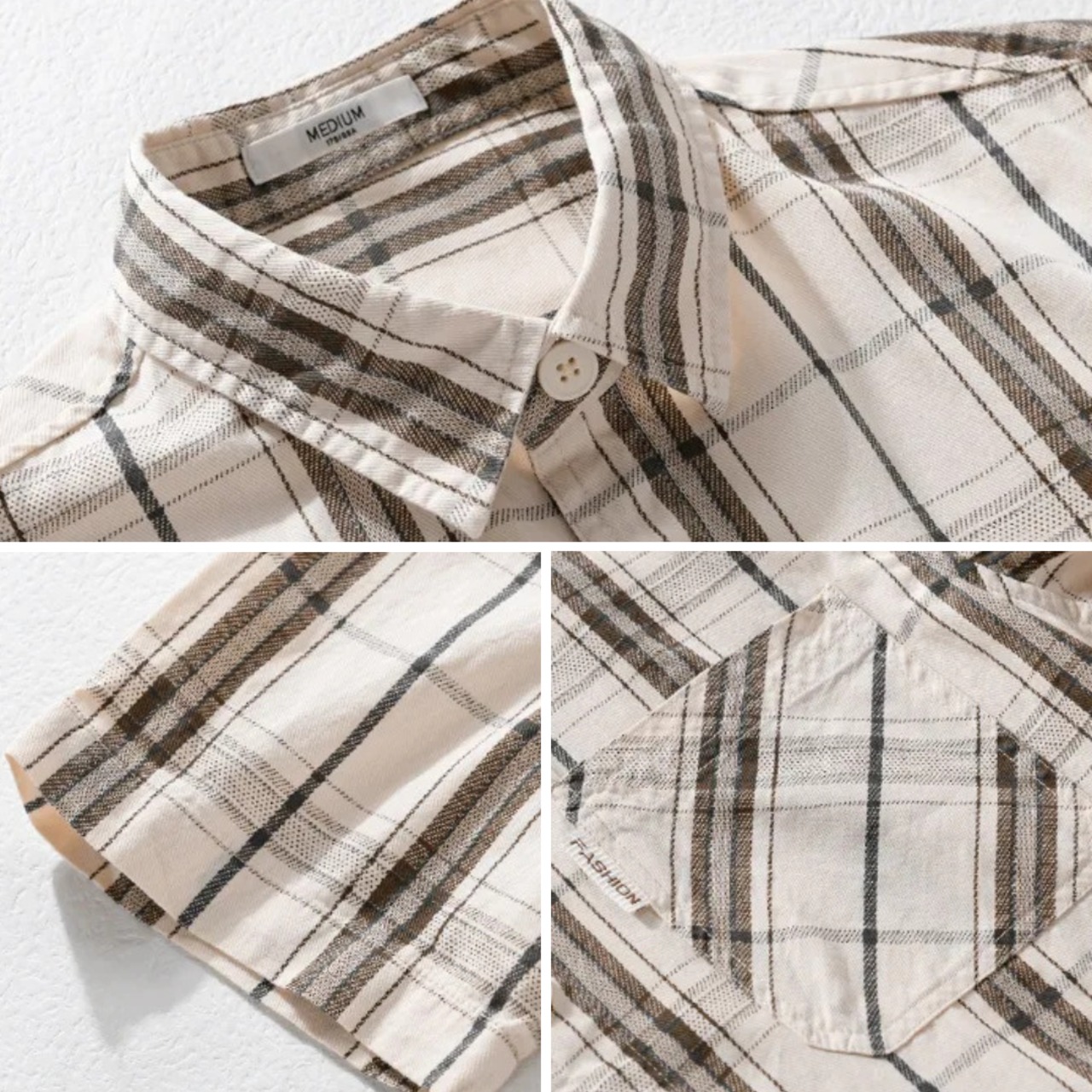 【M-3XL】Modern Check Short Sleeve Shirt / モダン チェック 半袖 シャツ