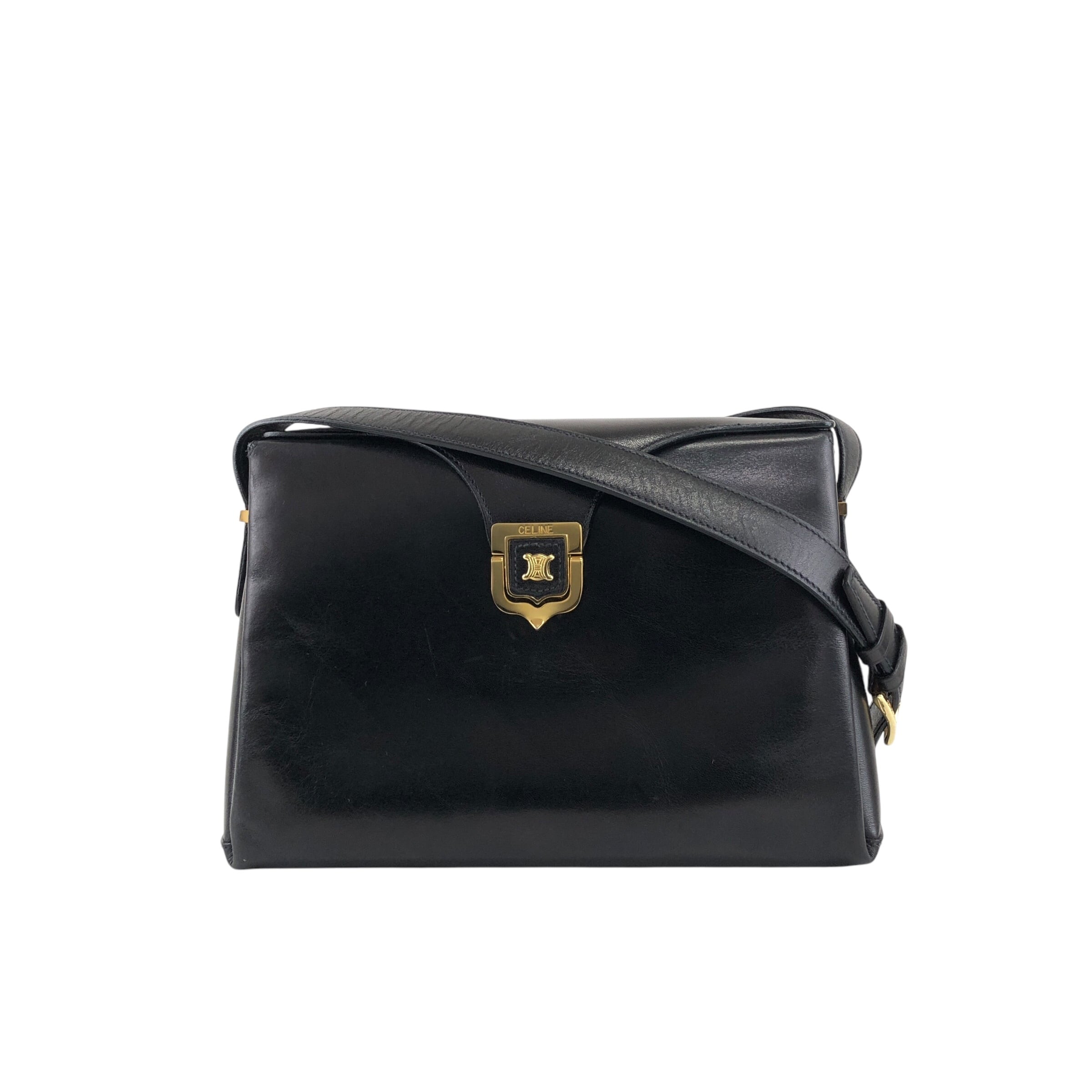 CELINE セリーヌ ショルダーバッグ ブラック ブラゾン レザー vintage