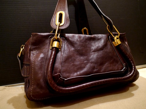 レア◆Chloe クロエ パラティ レザー トート ハンド バッグ 茶◆
