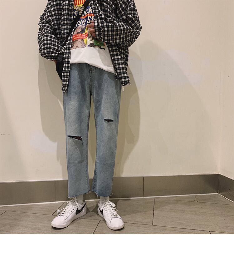 全1色 デニム パンツ ストレート カジュアル 無地 おしゃれ