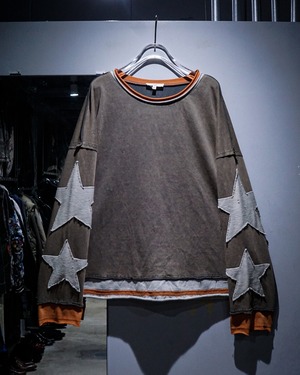 【add (C) vintage】Star Patch × Layered Design L/S T-Shirt