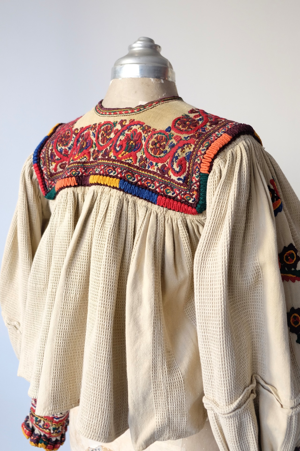 Romanian multi colored flower embroidered blouse
