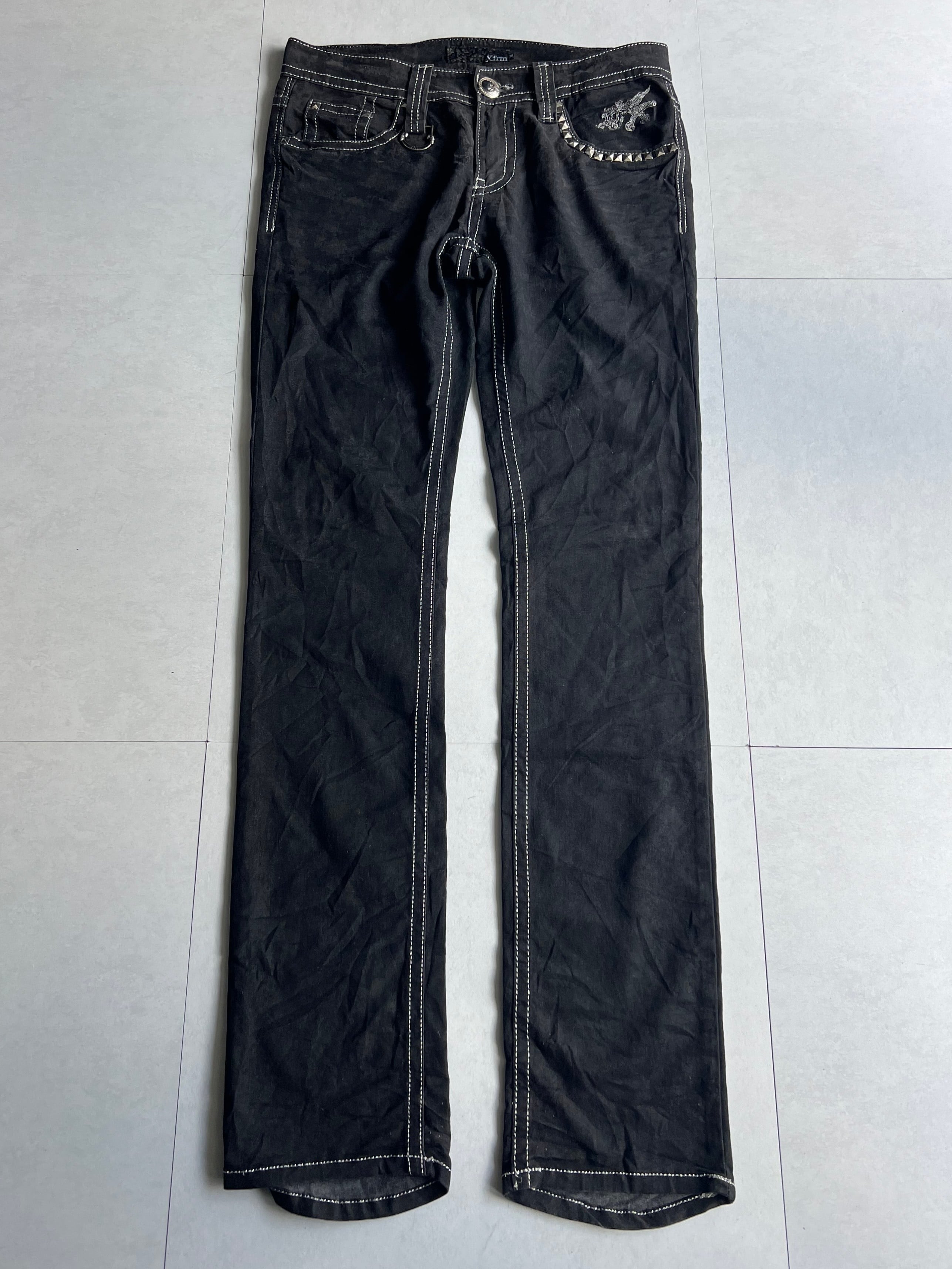 "Xfrm" Embroidered Studs Slim Pants