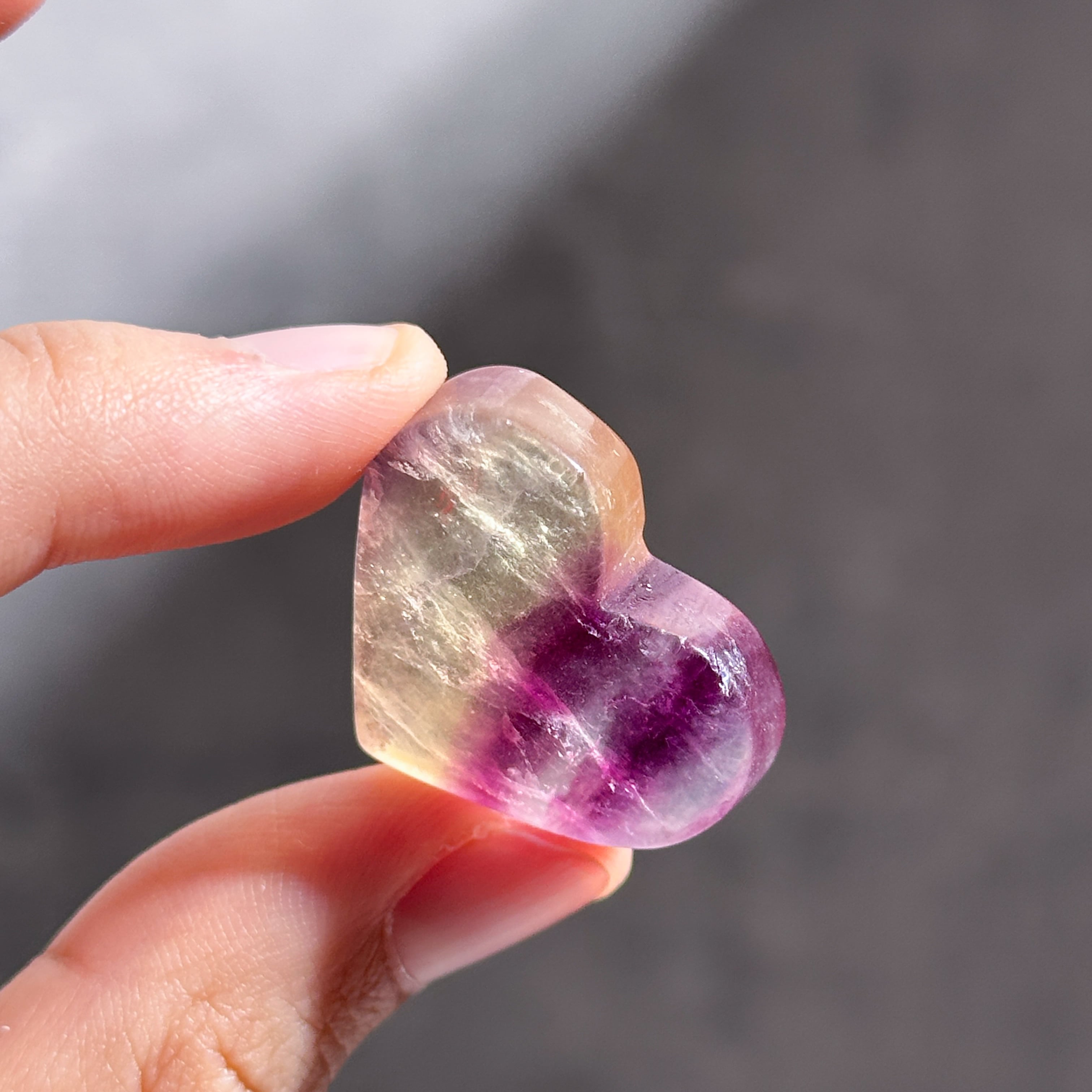 レインボーフローライト ハート 3個set 03◇ Rainbow Fluorite