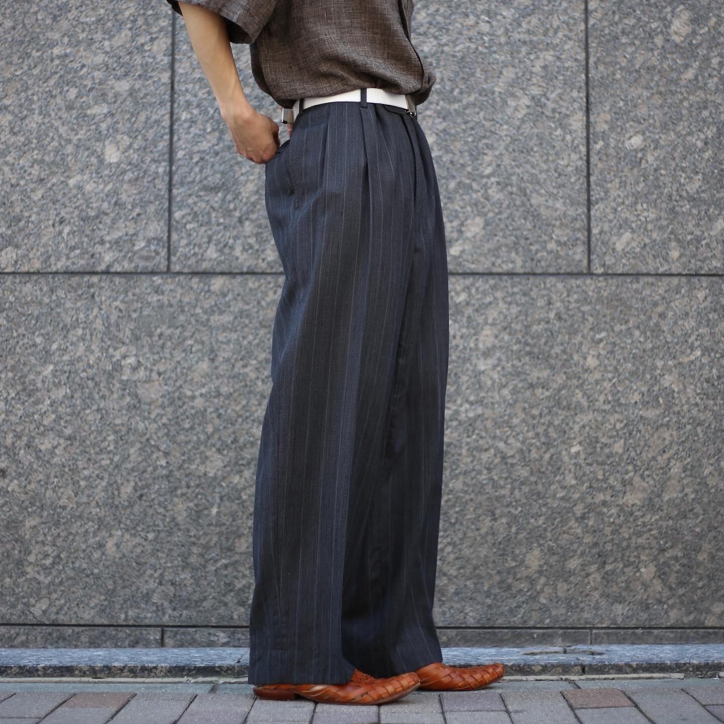 vintage Christian Dior ストライプ 2タックワイドスラックス vintage Christian Dior ストライプ 2タックワイドスラックス