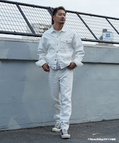 【#Re:room】SLIM STRAIGHT WHITE DENIM［REP246］