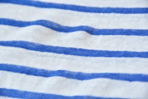 RINEN(リネン) 40/1リネン天竺ボーダー半袖クルーネック(15432)ブルー SIZE3