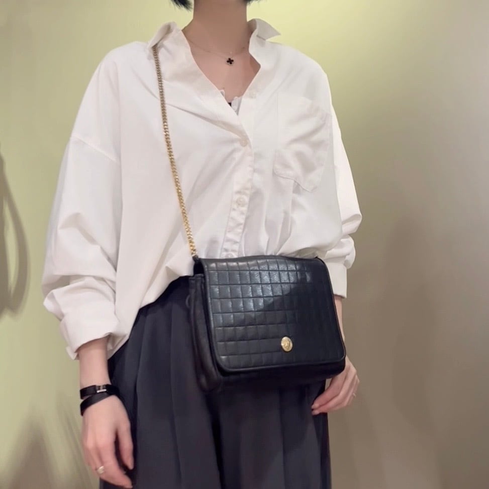 CELINE】 セリーヌ 本革レザーマトラッセ キルティング チェーン