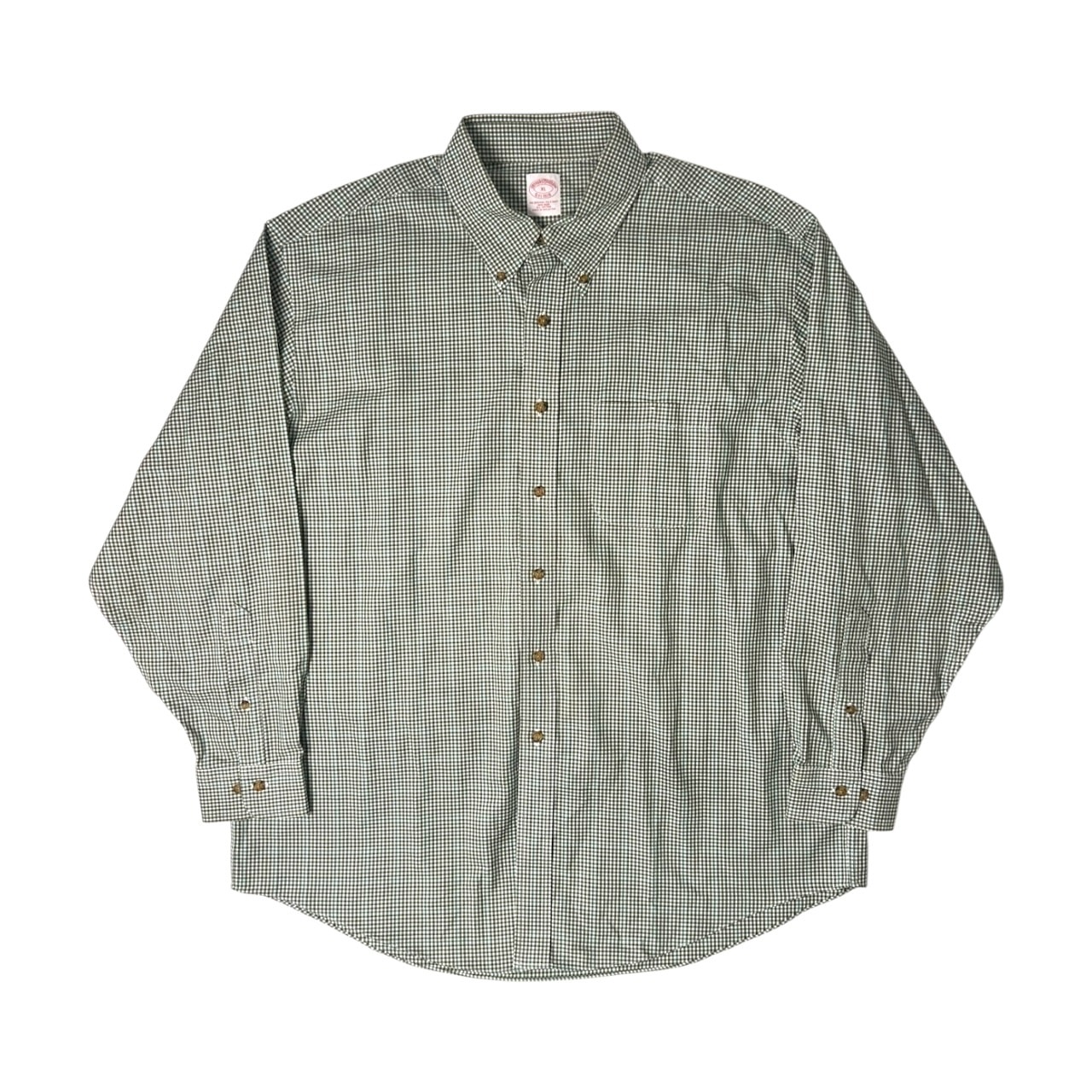 Brooks Brothers ブルックスブラザーズ チェック柄 ノンアイロン BD 長袖シャツ XL/グリーン 系