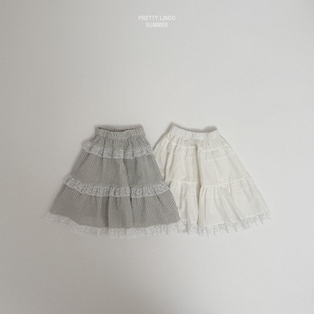 【取寄】lindo｜merry tiered skirt (stripe)｜メリーティアードスカート（ストライプ）｜XS-XL｜kids｜26 summer