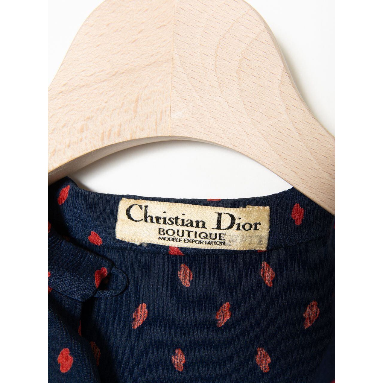 【Christian Dior】100% silk dot sailor blouse（クリスチャンディオール ドット柄シルクセーラーブラウス シャツ）10b