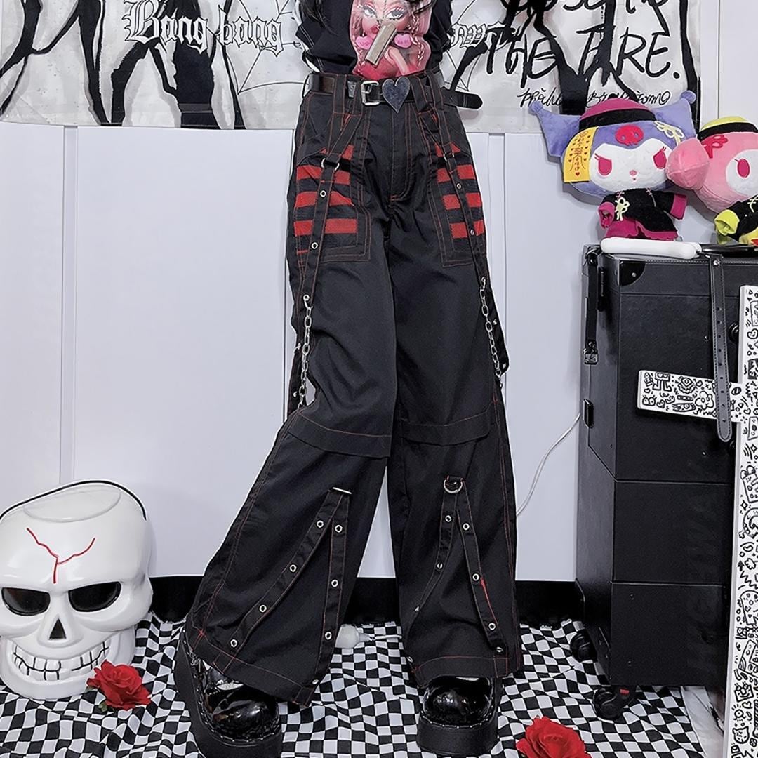 ロストコントロール　ブラックストライプジャケット、パンツ、セット セットアップ】オーバーサイズダブルテーラードジャケット&イージー