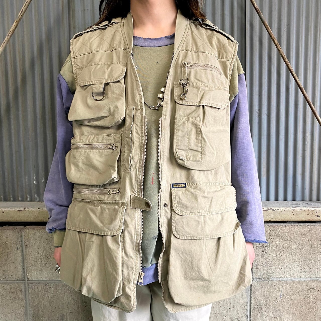 WOOLRICH ウールリッチ 多ポケット フィッシングベスト メンズL 古着 
