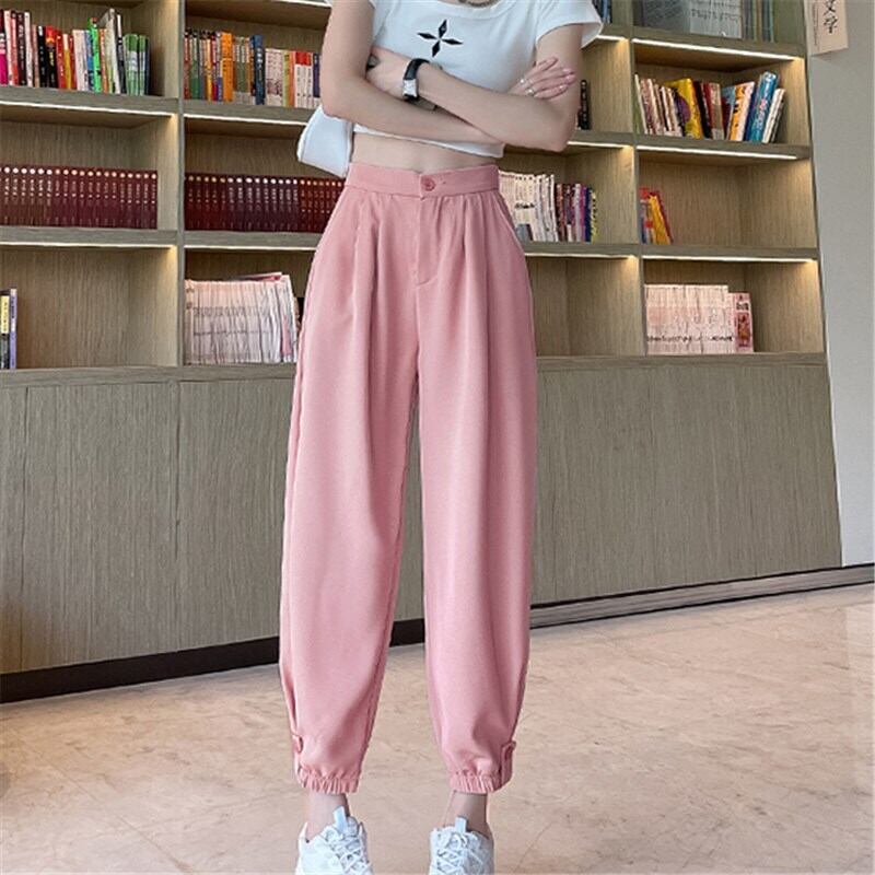 パンツ 9パンツ アイスシンク ハーレムパンツ ハイウエスト ボタン かわいい シンプル カジュアル 大人 上品 おしゃれ お洒落 かっこいい こなれ感 ボーイッシュ スポーティー クール 主役級 無地 春 夏 秋 10代 20代 30代 レディース 女性用 ママ 学生 通学 お出かけ 女子会 休日 運動 ジム アウトドア イベント リゾート 旅行 海 プール 普段使い お揃い 双子 韓国 韓国系 オルチャン ファッション コーデ 楽ちん S M L XL 色展開 ピンク 青 ブルー 黒 ブラック