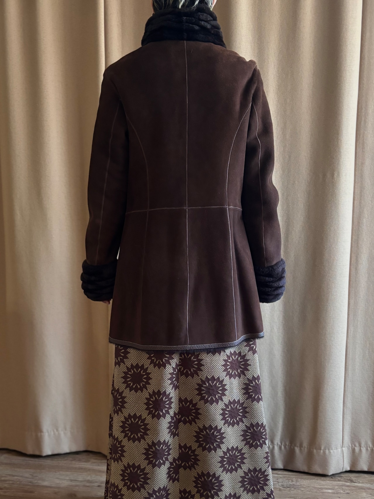 MADE IN TRUKEY sheepskin brown half coat-5133-1