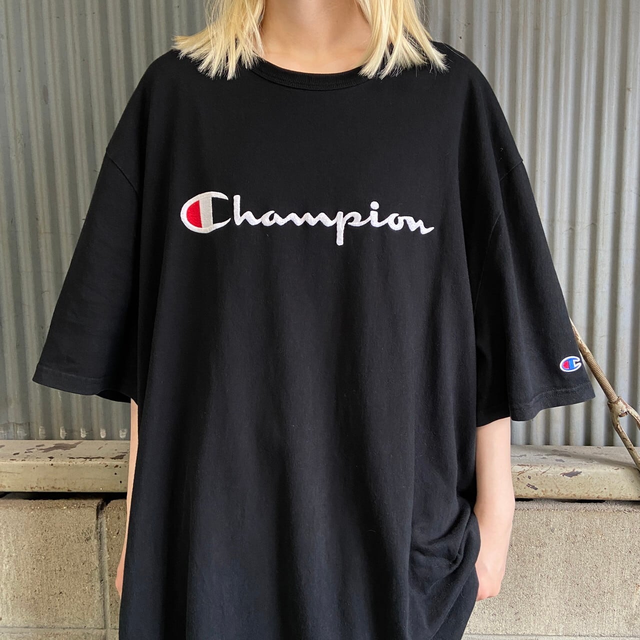 スーパービッグサイズ Champion チャンピオン フロント ロゴ刺繍 T 