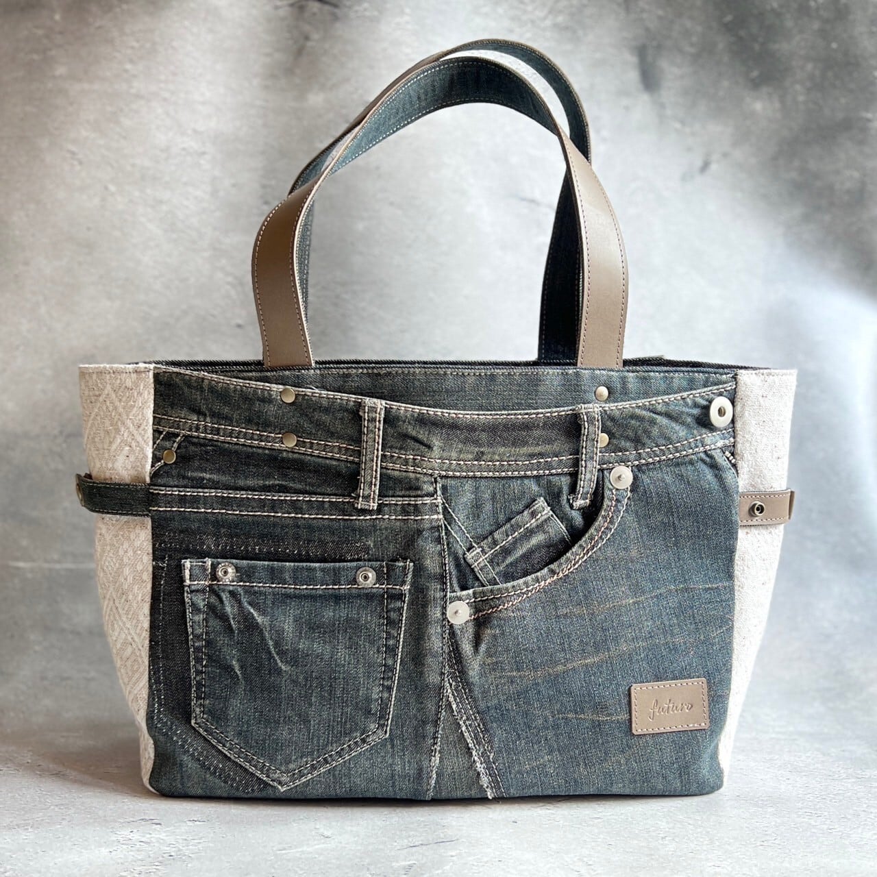 デニムリメイク 元気 バッグ トートバッグ ショルダーバッグ  