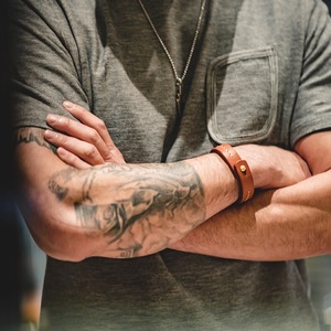 Minimal Leather Copper Button Bracelet / ミニマル レザー カッパーボタン ブレスレット