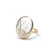 S925 MIXED RUTILE QUARTZ RING GOLD -SMALL-