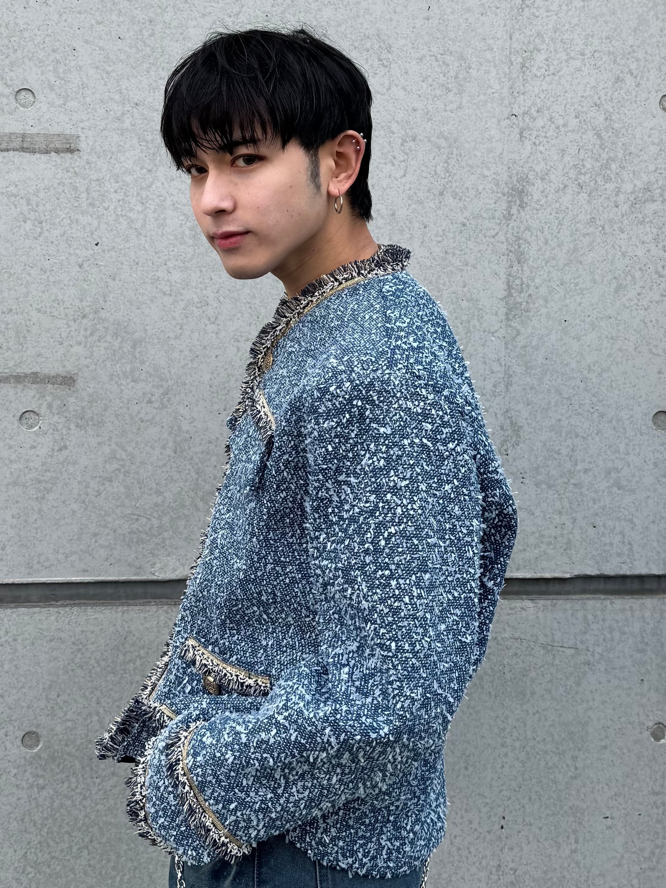 ALUDE SELECT】blue laxury tweed jacket | 【ALUDE】韓国メンズ 