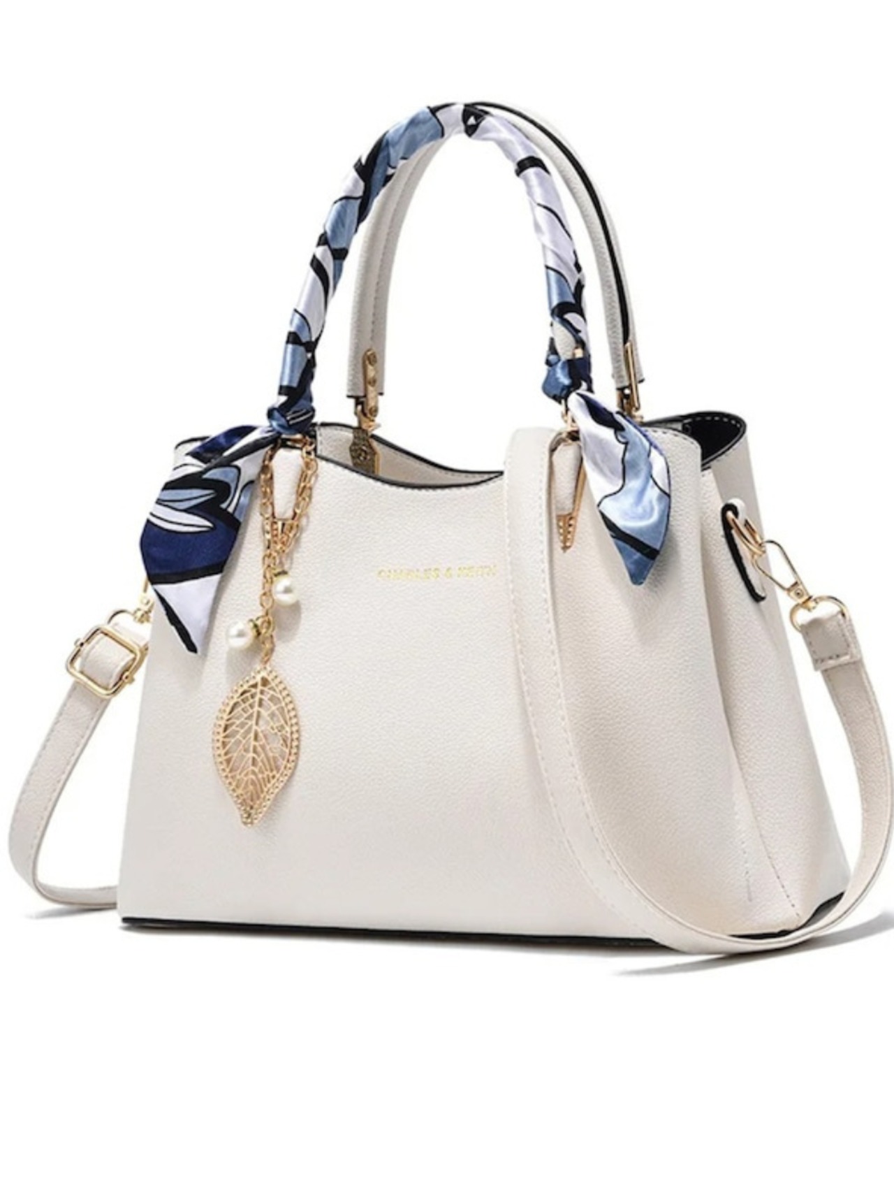 【0280】Leaf Charm Scarf Handle 2way Bag