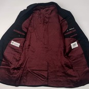 上下 TAKEO KIKUCHI タケオキクチ EVANDALE SILK&WOOL ストライプ テーラードジャケット パンツ セットアップ スーツ/ブラック メンズ