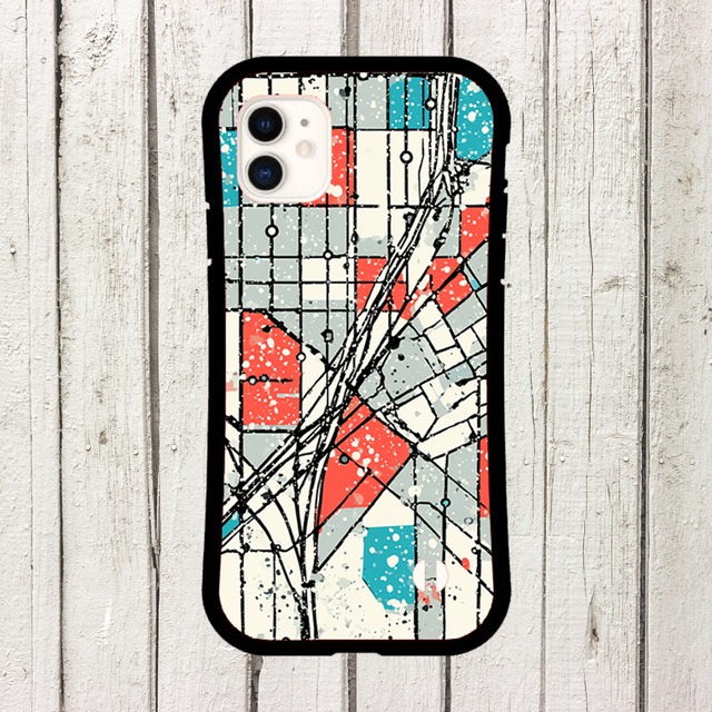 受注生産 iPhoneケース 赤い紙片街区の細密都市地図｜都市地図 UMAP039C