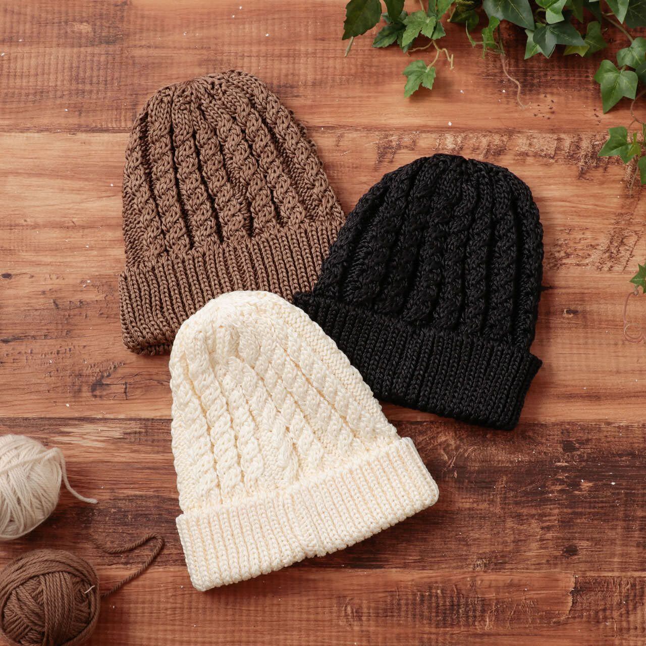 HASEGAWA SILK タッサーシルク×コットン ケーブルニットキャップ シルク 絹 コットン 綿 日本製 ニット帽 ビーニー 暖かい 防寒 保温 長谷川商店 プレゼント ギフト ホワイト/ブラウン/チャコール/ブラック CA1080 Hs009