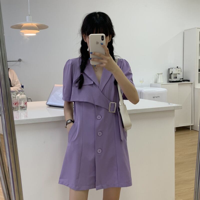 フランスのニッチなスーツ、ウエスト、薄い気質の紫色の優しい風のドレスの女性のサマードレス2020新バージョン 1号婦人4879671275