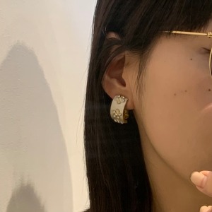 White Flower Hoop Earrings