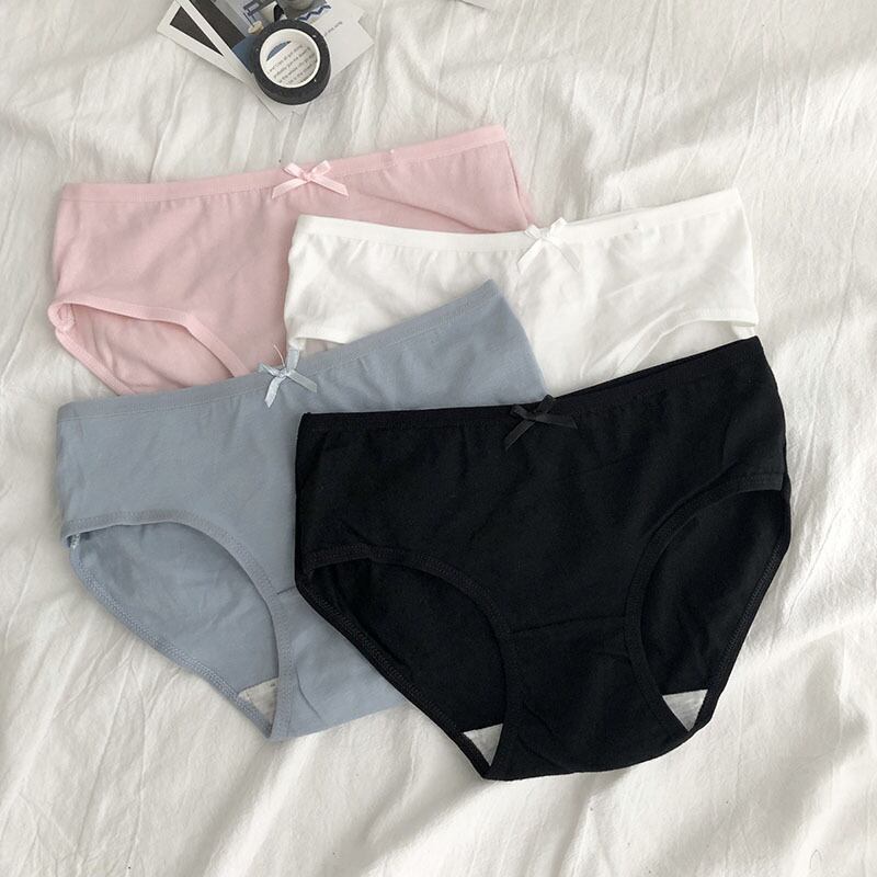 女の子の下着シンプルなミッドウエスト2020年夏の新バージョンのオールマッチ無地ベーシックブリーフ4パック YY-ファッション40509906831
