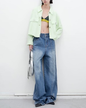 1990s Guy Laroche - cropped double flap pocket jacket