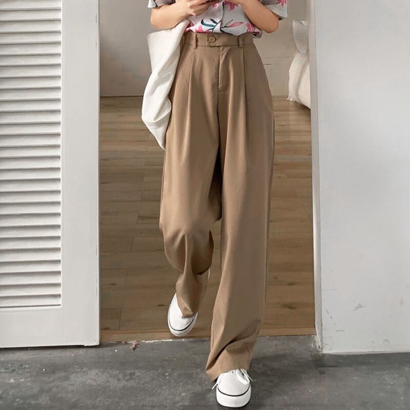 カーキパンツ ルーズスプリングオータムハイウェスト薄手 春物 秋物 試着室82404403418