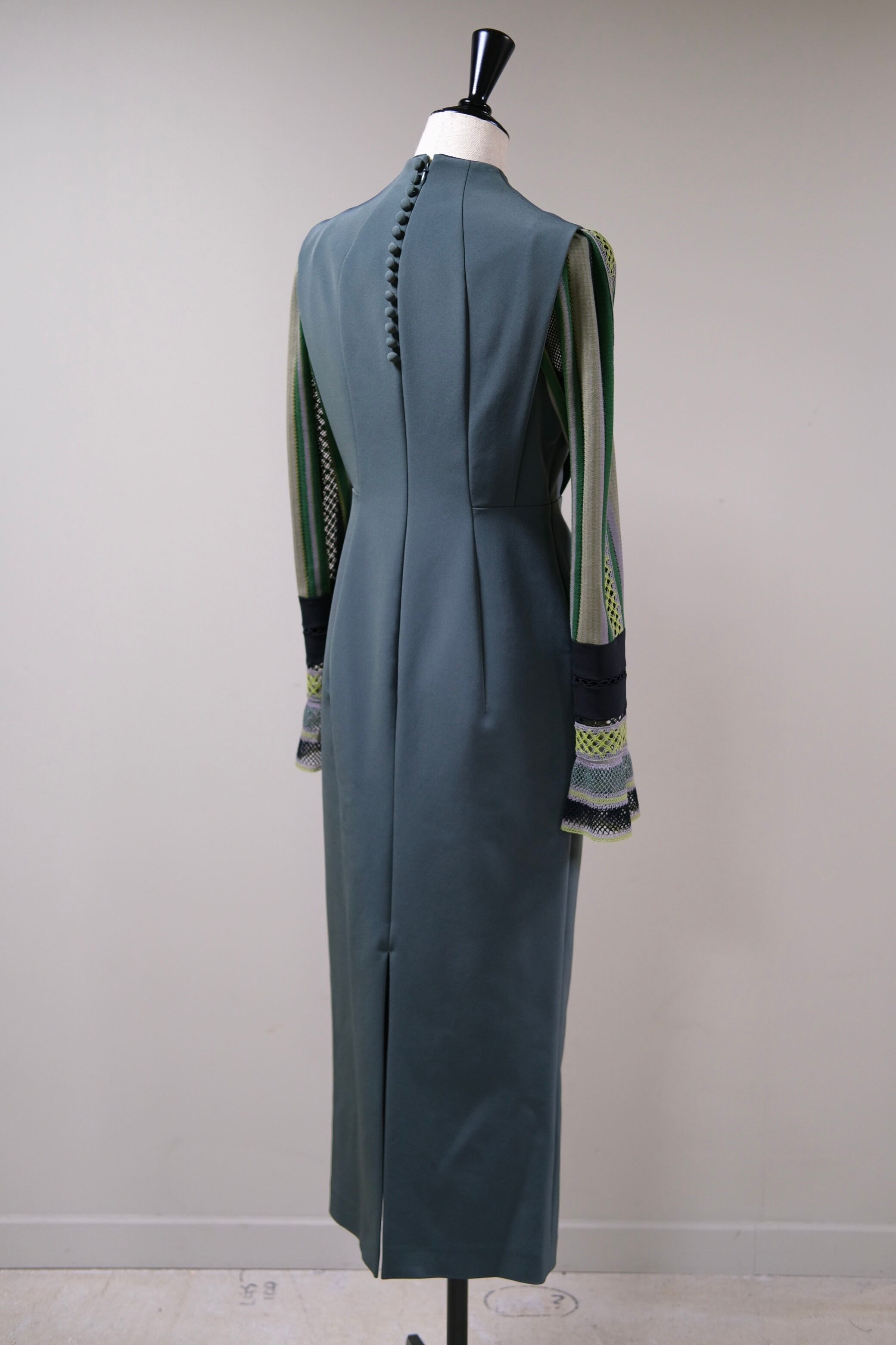 Mame Kurogouchi】Acetate Polyester Torchon Lace Sleeve Dress